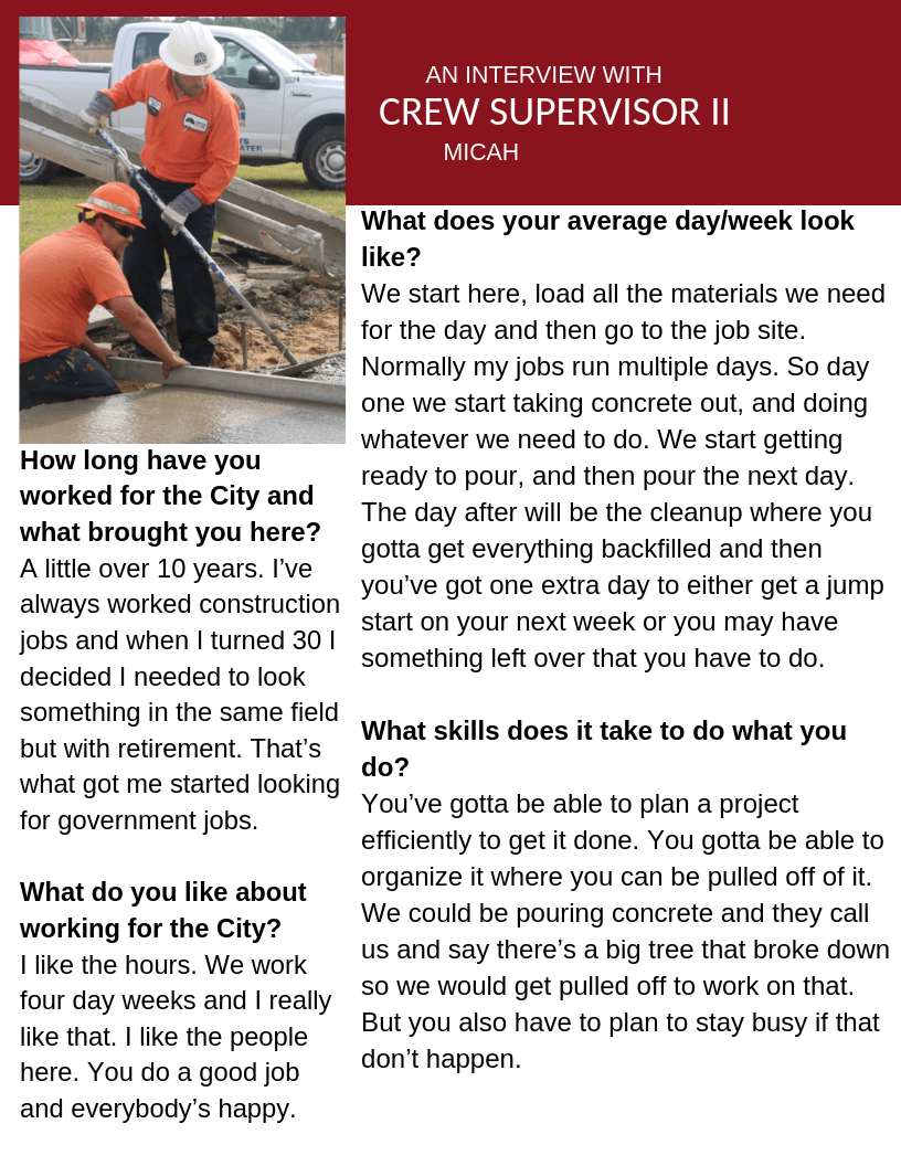 Streets Crew Supervisor PROFILE