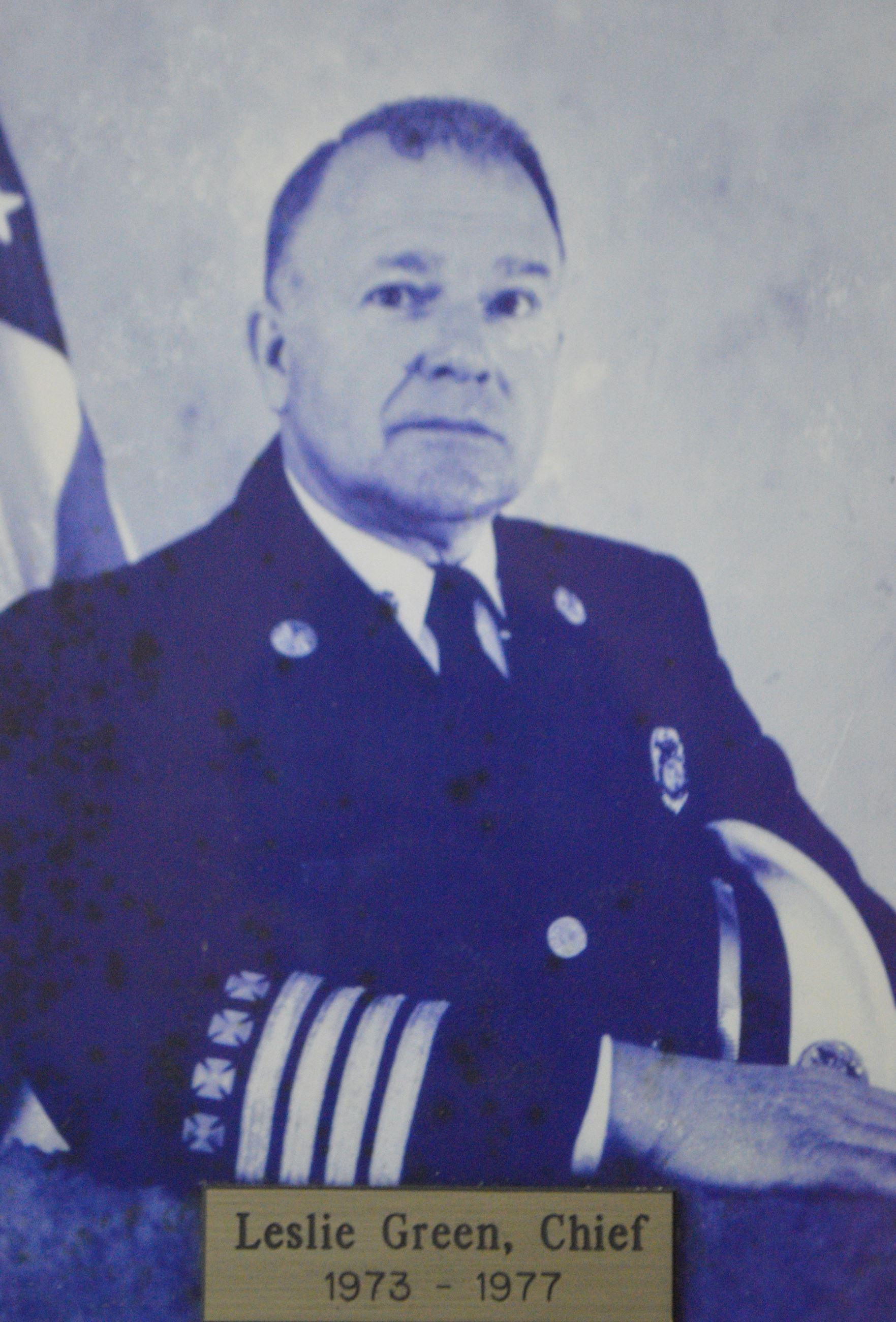 The Late Fire Chief Leslie Green Served from 1973 - 1977