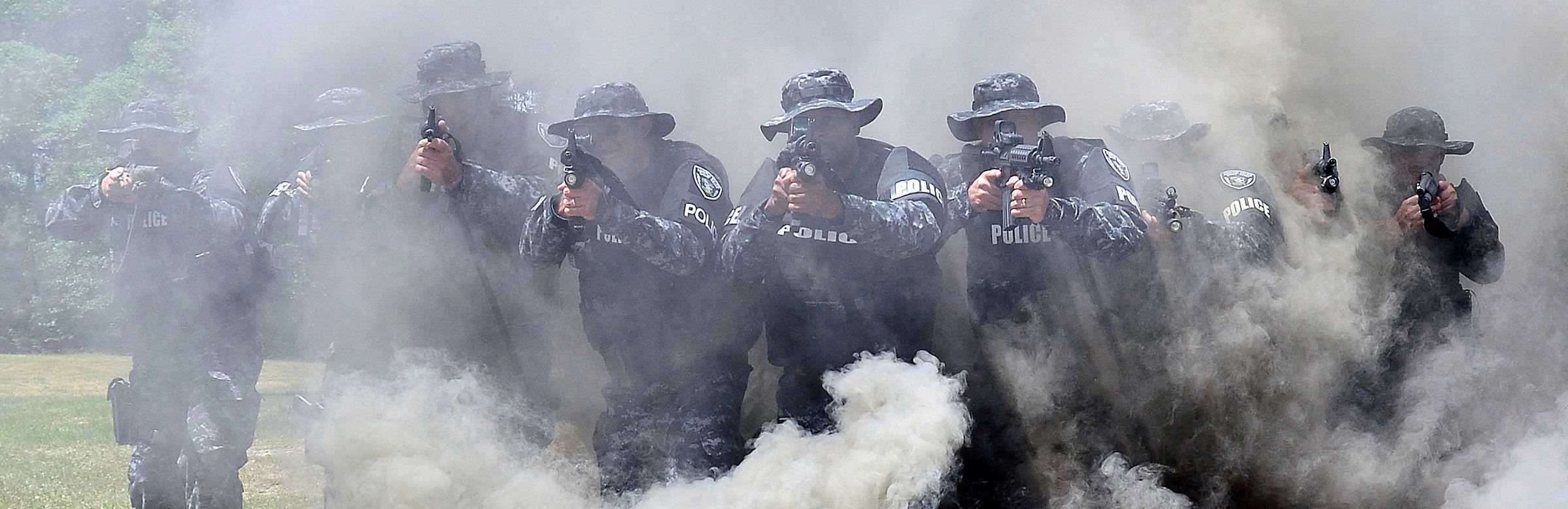 S.W.A.T. team practicing with weapons